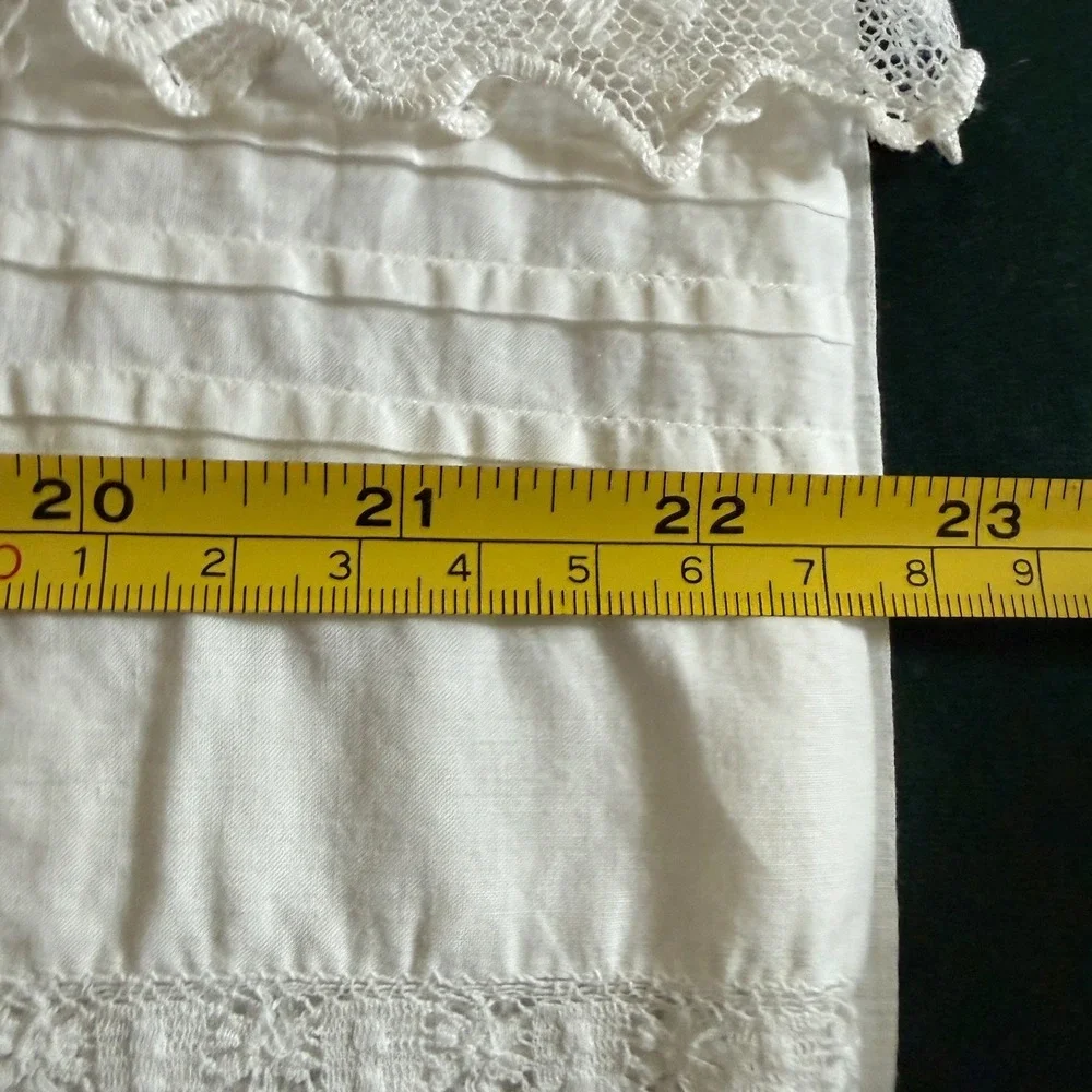 Vintage White Cotton Pillowcase Lace Trim Pin Tucks Farmhouse Bedding 22x35